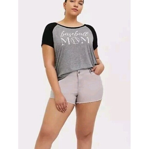 Torrid  Baseball T-Shirt Sz 2X 2 Grey Black Raglan Baseball Mom Graphic Tee New - Picture 1 of 6